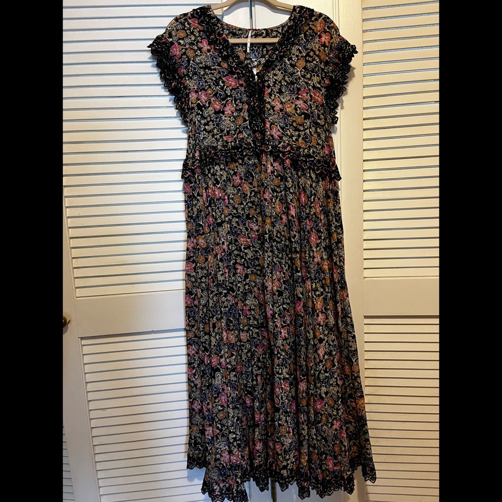 New Free People Black floral Maxi